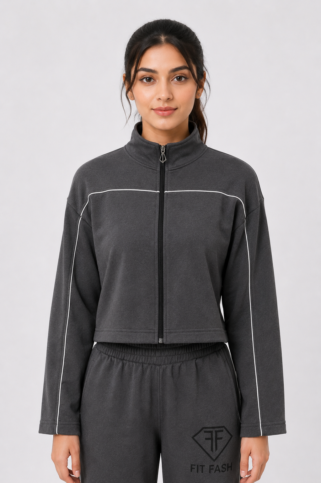 Women’s Fleece Tracksuit Set – Regular GSM Full Zip Jacket & Jogger Pants