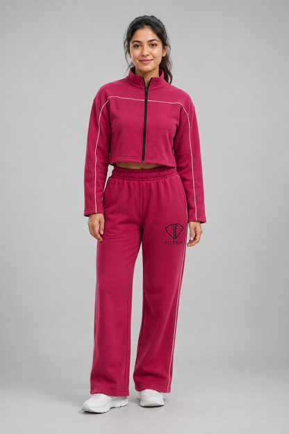 Women’s Fleece Tracksuit Set – Regular GSM Full Zip Jacket & Jogger Pants
