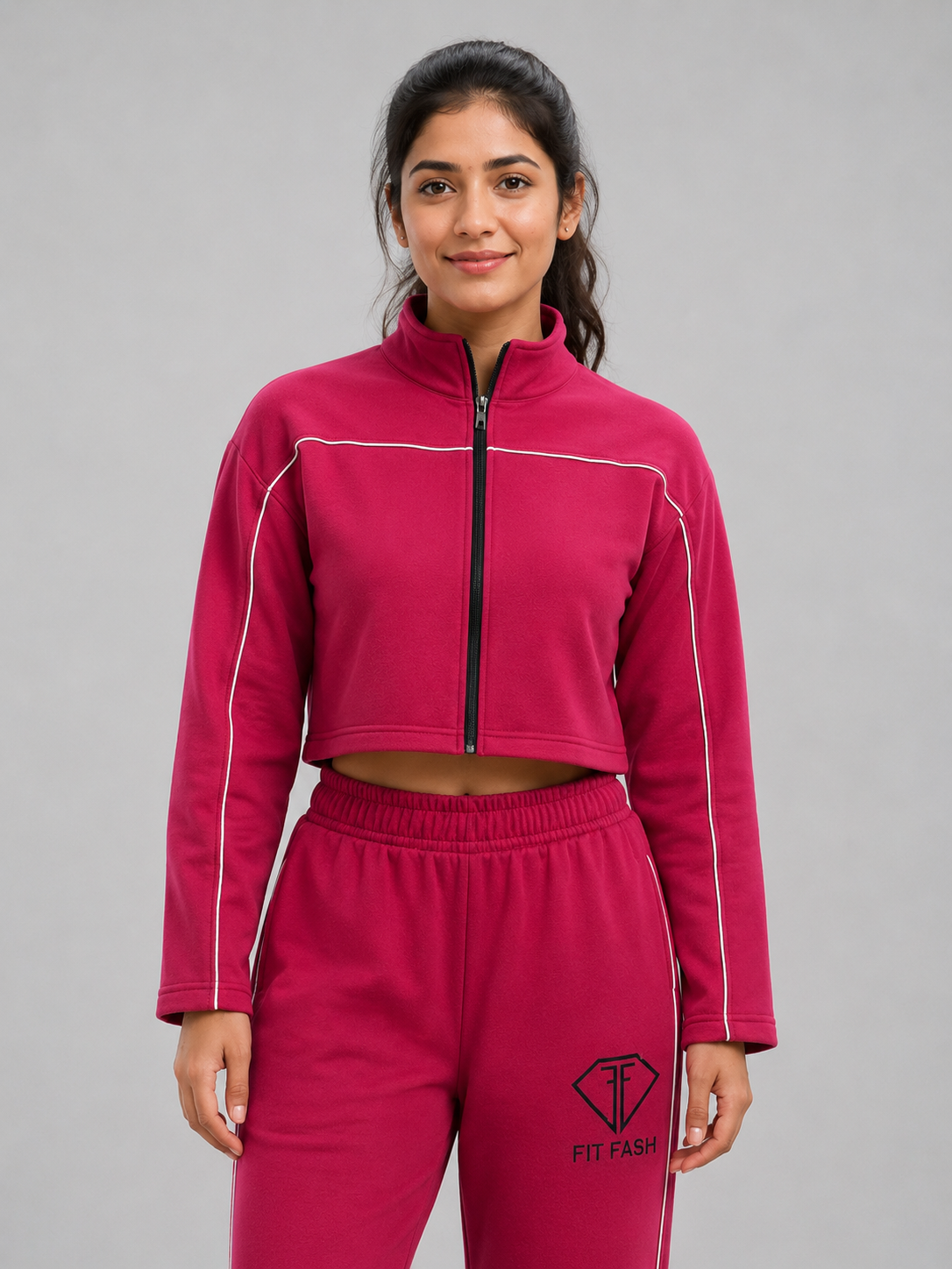 Women’s Fleece Tracksuit Set – Regular GSM Full Zip Jacket & Jogger Pants