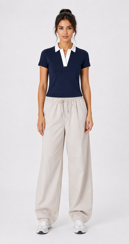 Women’s Stylish Cropped Polo Top – Casual & Everyday Wear