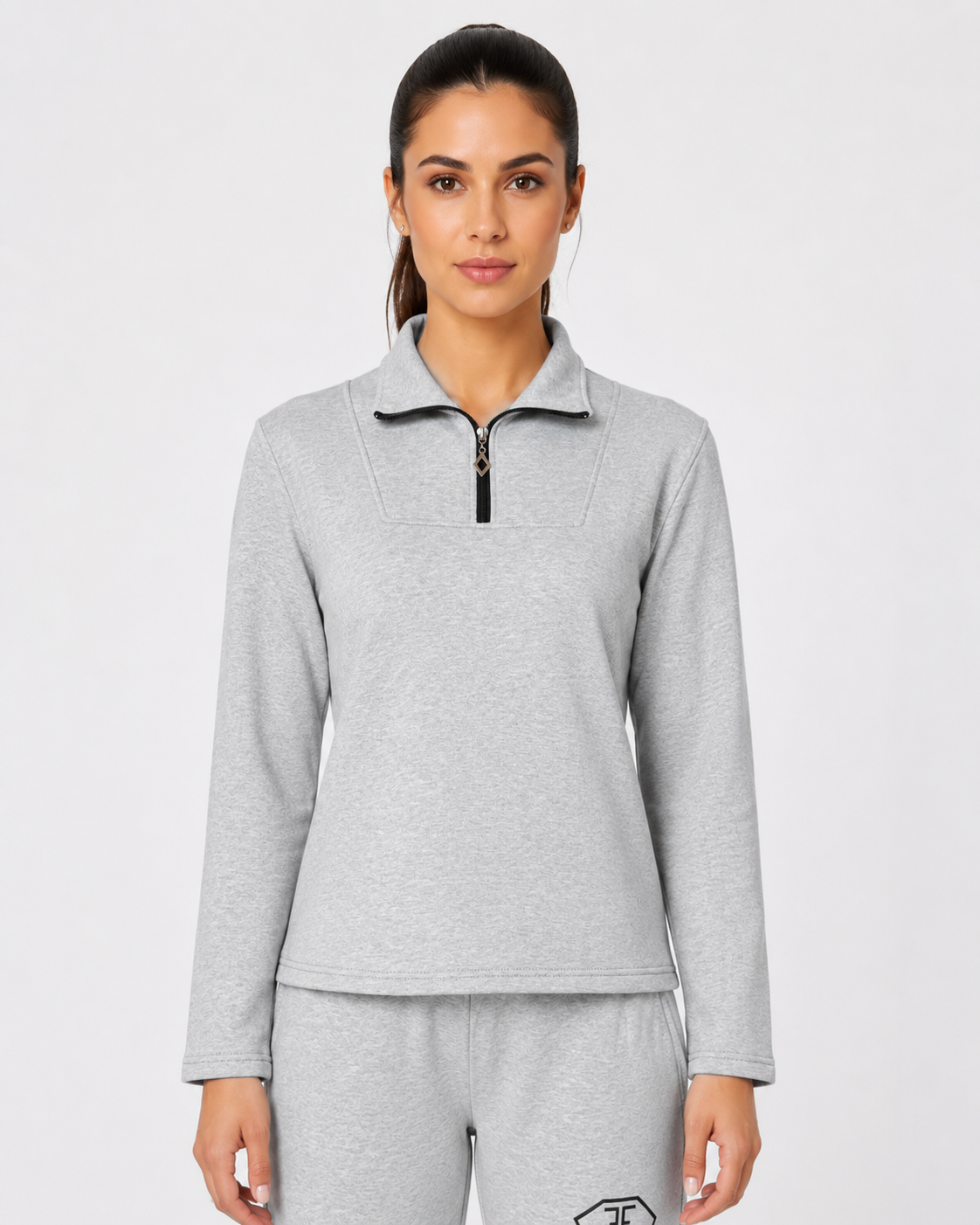 Women’s Grey Quarter-Zip Tracksuit Top by FITFASH