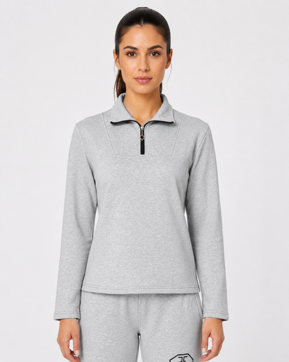Women’s Grey Quarter-Zip Tracksuit Top by FITFASH