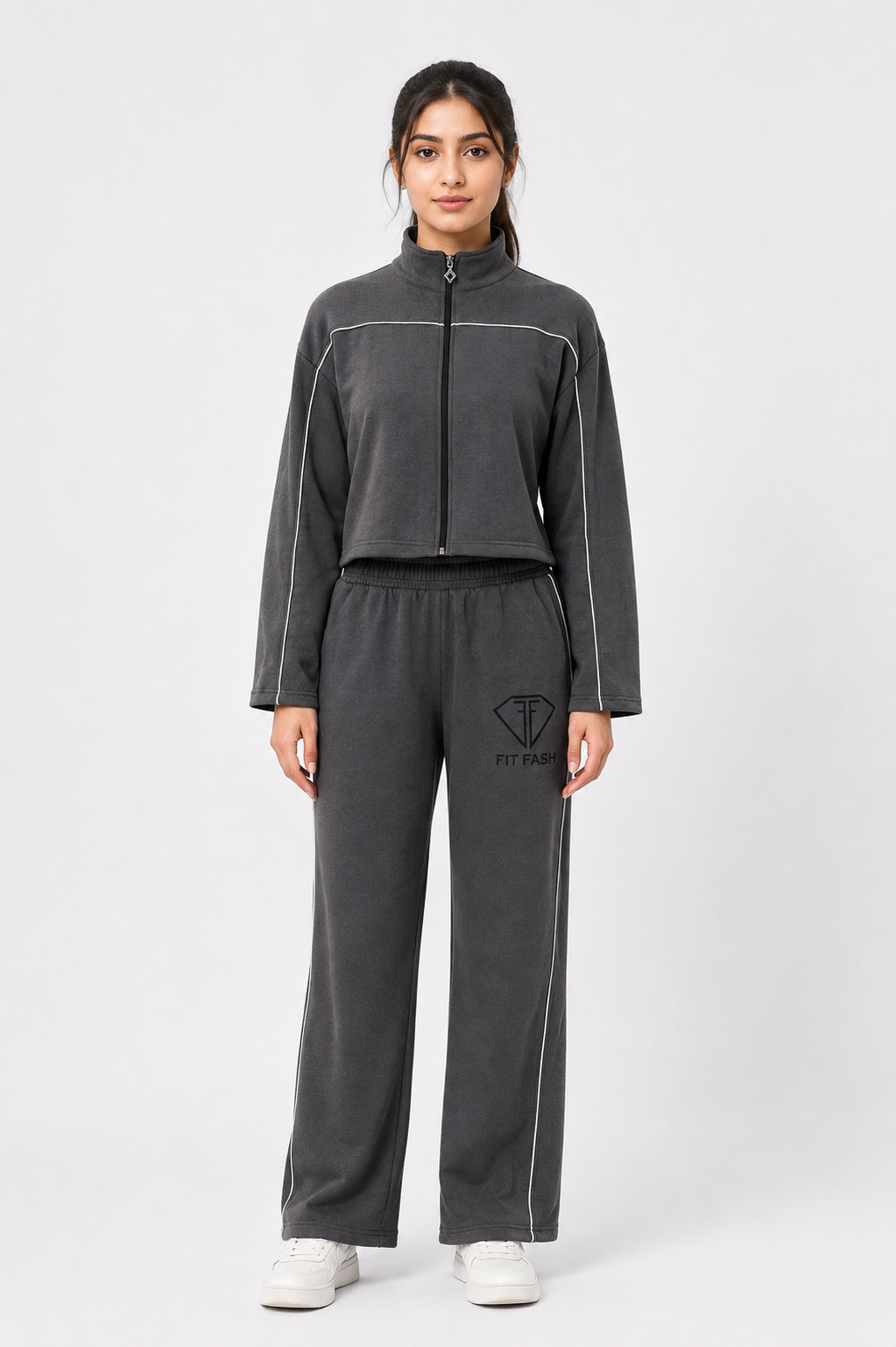 Women’s Fleece Tracksuit Set – Regular GSM Full Zip Jacket & Jogger Pants