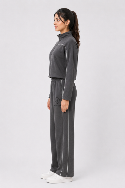 Women’s Fleece Tracksuit Set – Regular GSM Full Zip Jacket & Jogger Pants
