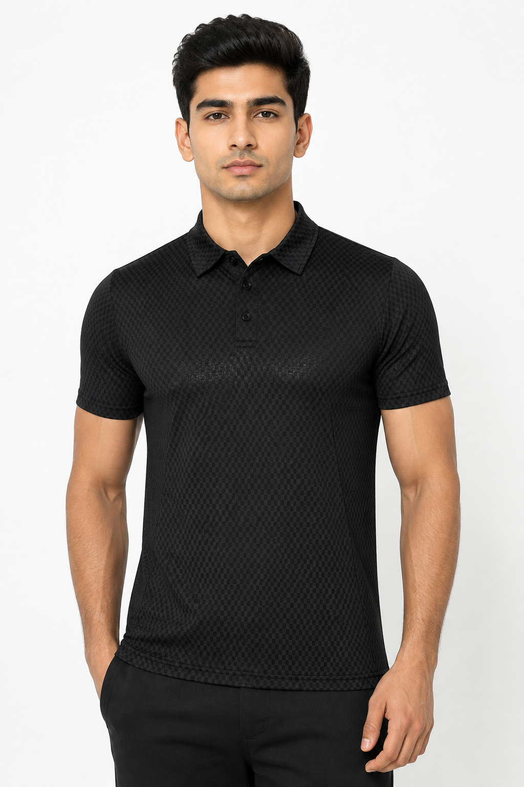 Black Classic Button Polo