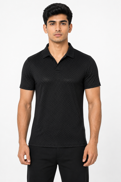 Black Open-Collar Polo