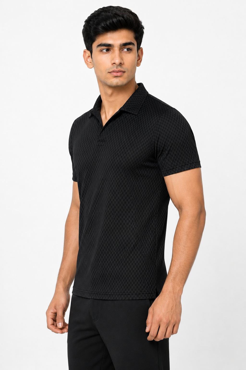 Black Open-Collar Polo