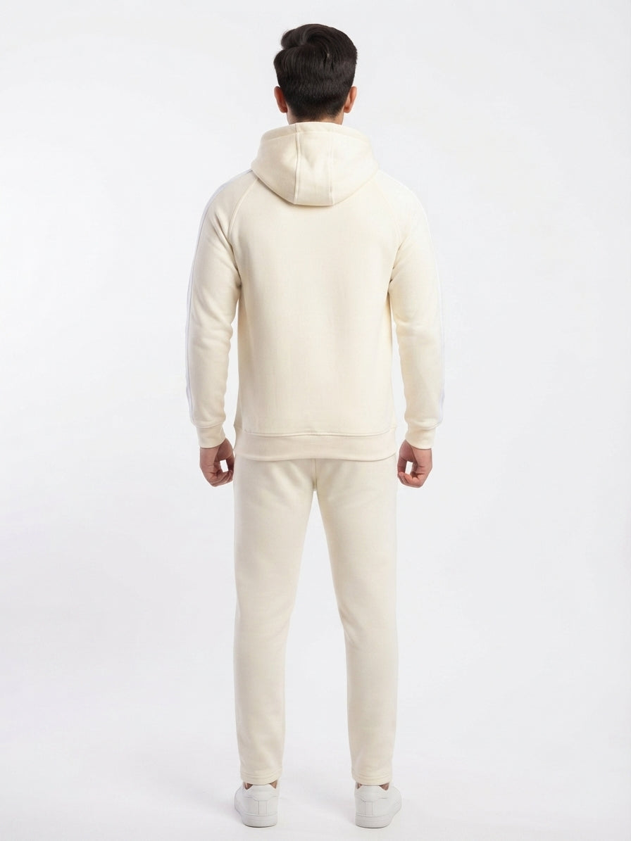 Fit Fash Premium Cream Fleece Full-Zip Hoodie & Joggers Tracksuit