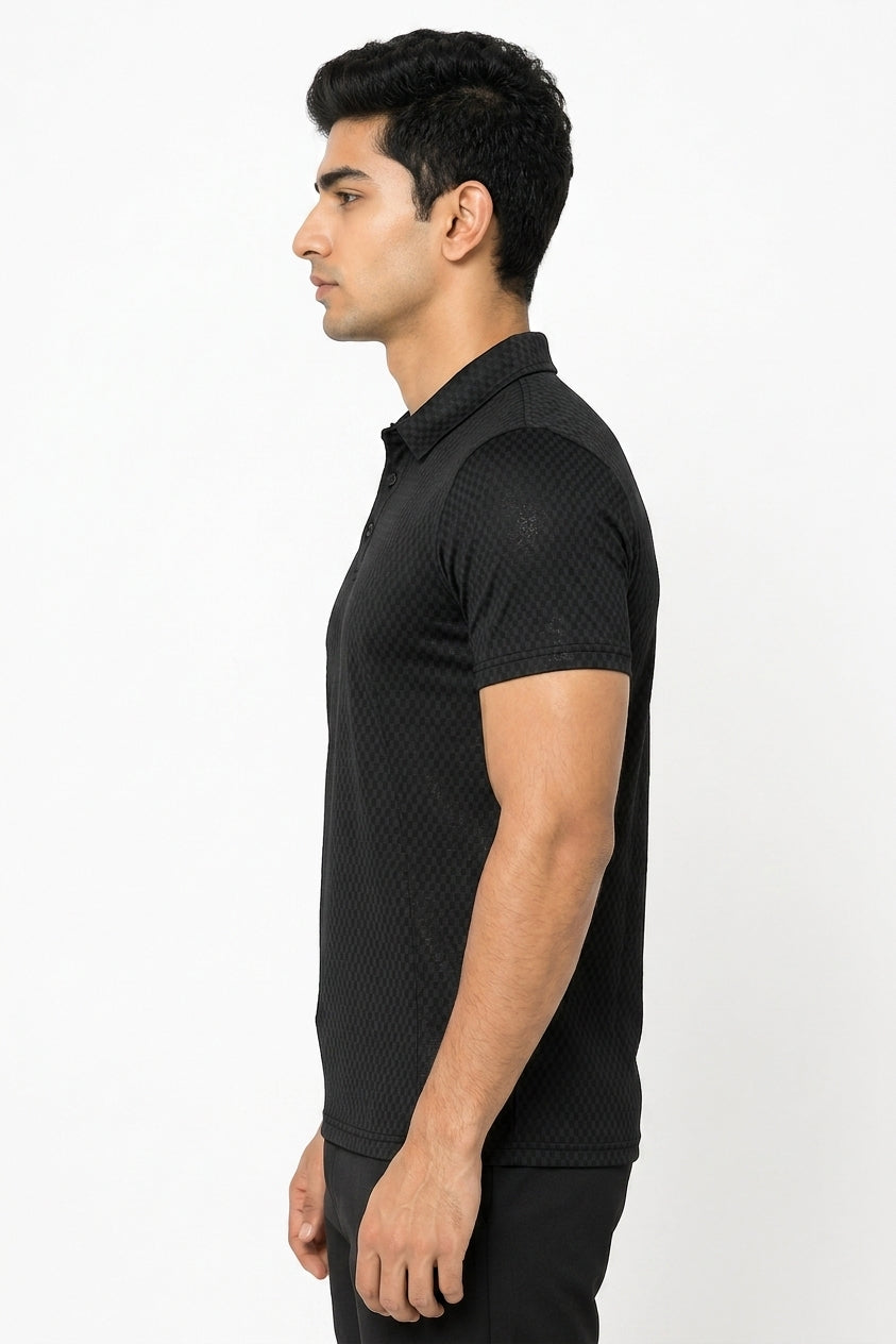 Black Classic Button Polo
