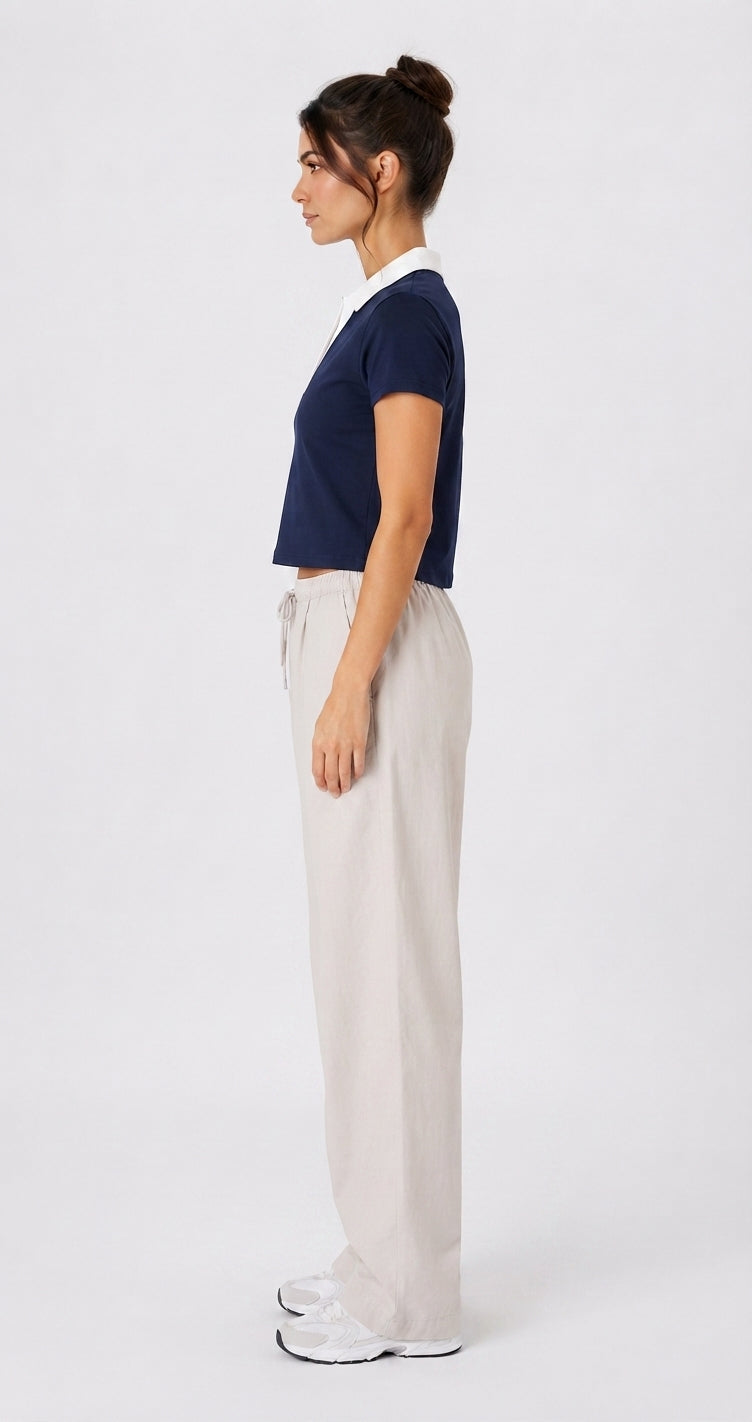 Women’s Stylish Cropped Polo Top – Casual & Everyday Wear